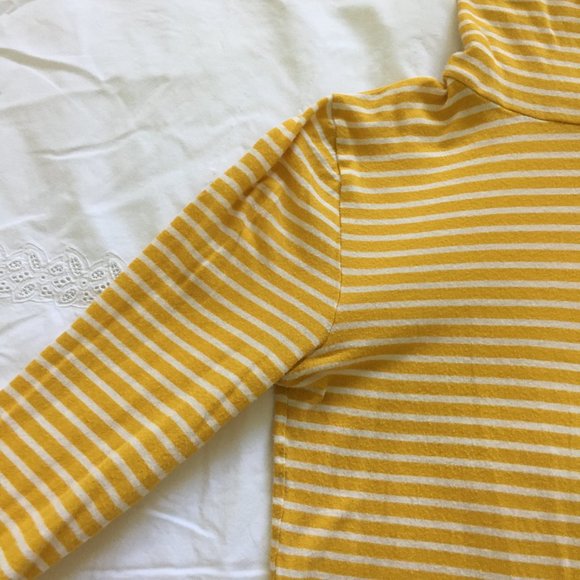 J. Crew Striped Tissue Tee Turtleneck Long Sleeve Top Stretch Size S Yellow - Picture 3 of 10
